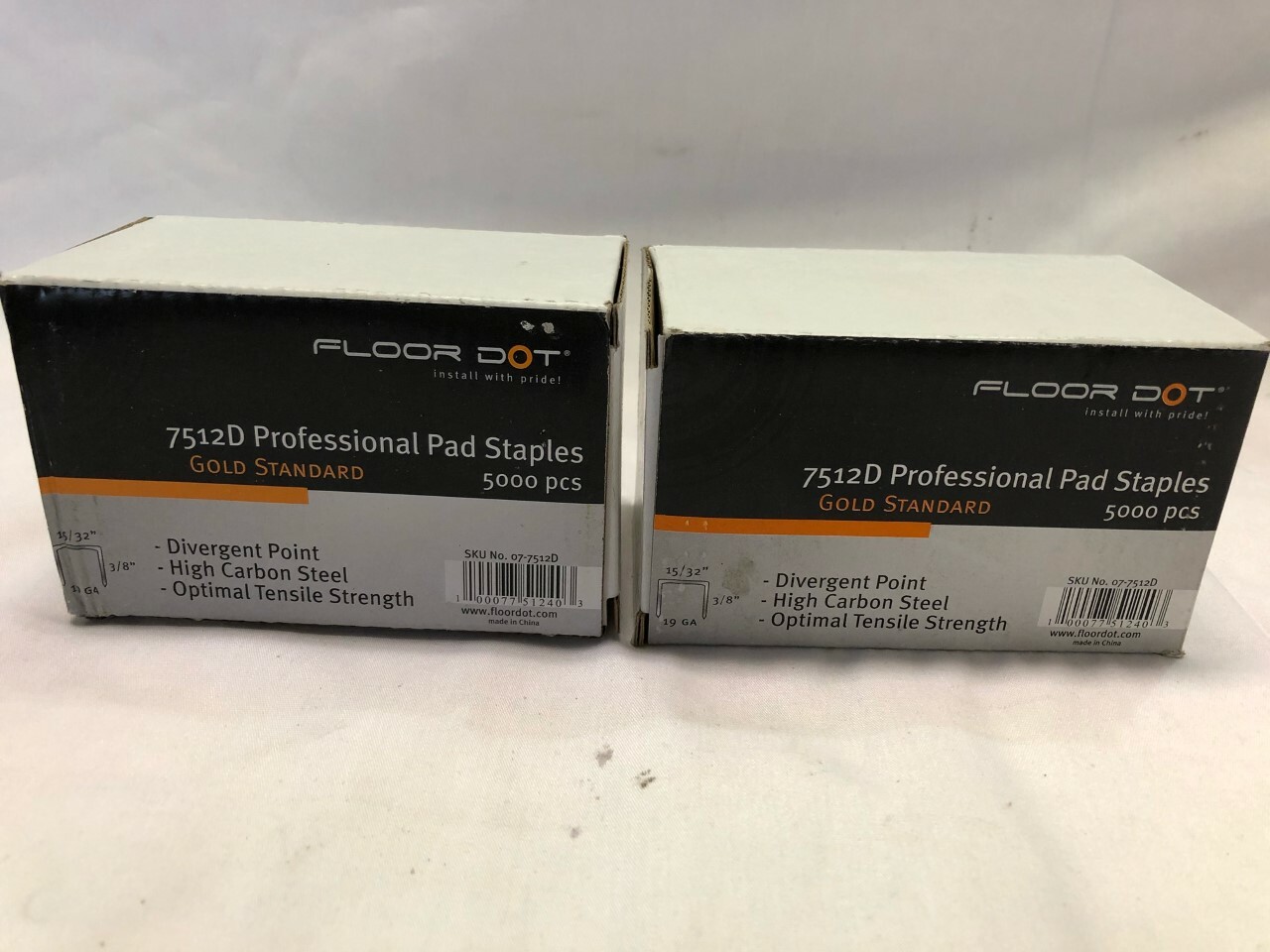 Lot of 2 – Floor Dot 7512D 15/32″x3/8″ professional Pad Staples, 5000 pcs ea