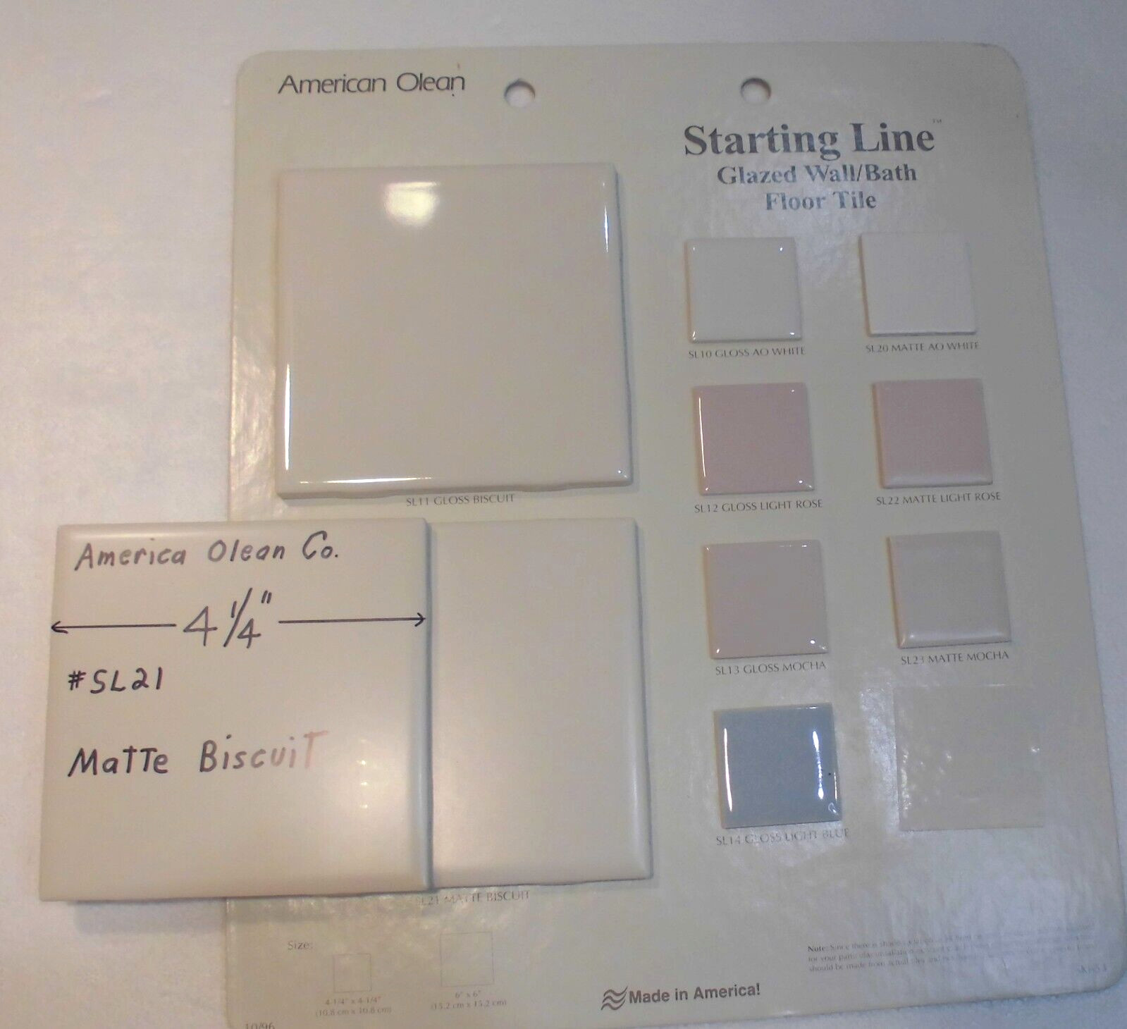 1 pc. Matte Biscuit #SL21: Ceramic Tile by American Olean 1990’s “Starting Line”