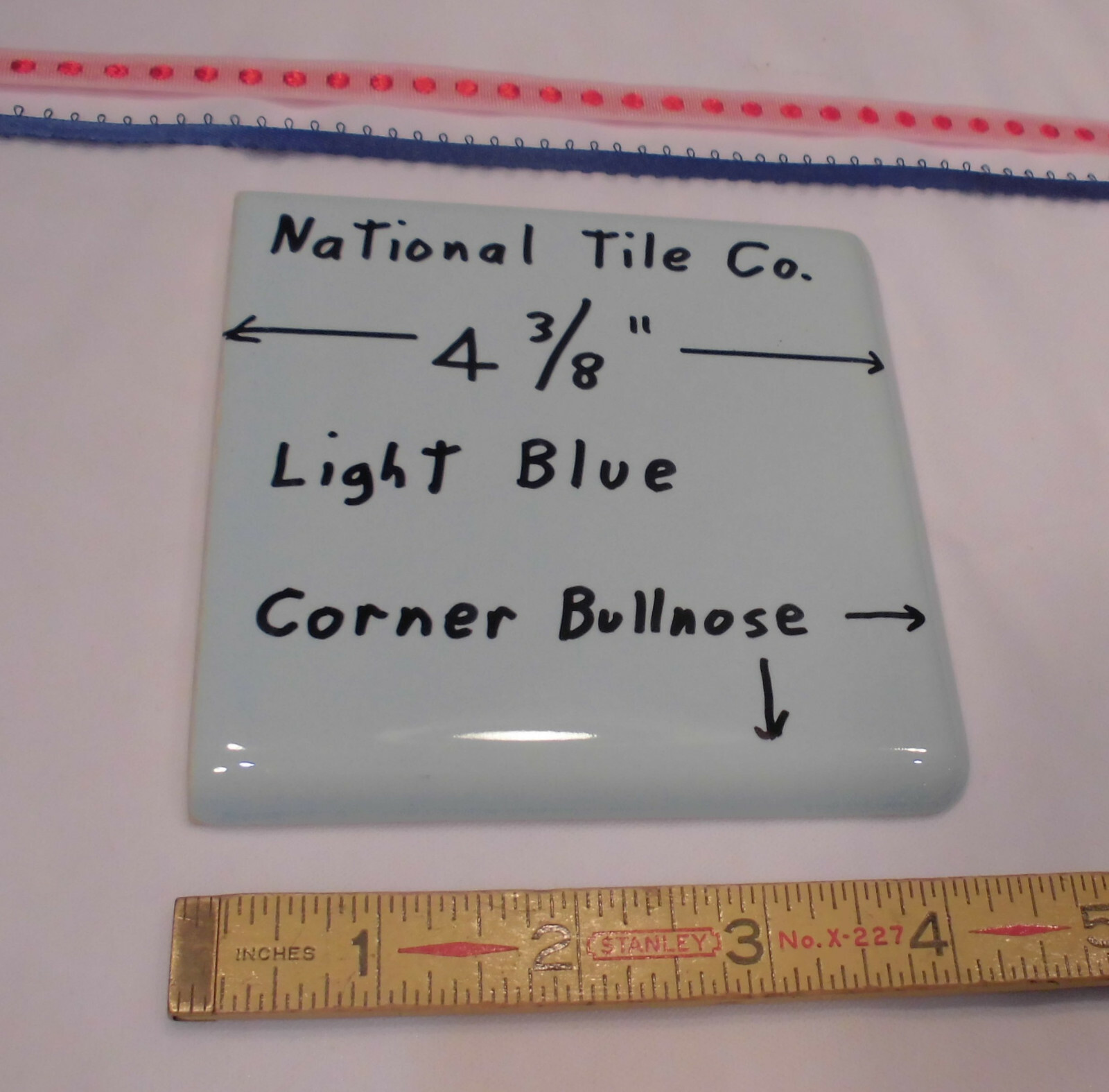 1 pc. *Twilight Blue* Ceramic Glossy Corner Bullnose 4-3/8″ National Tile Co.