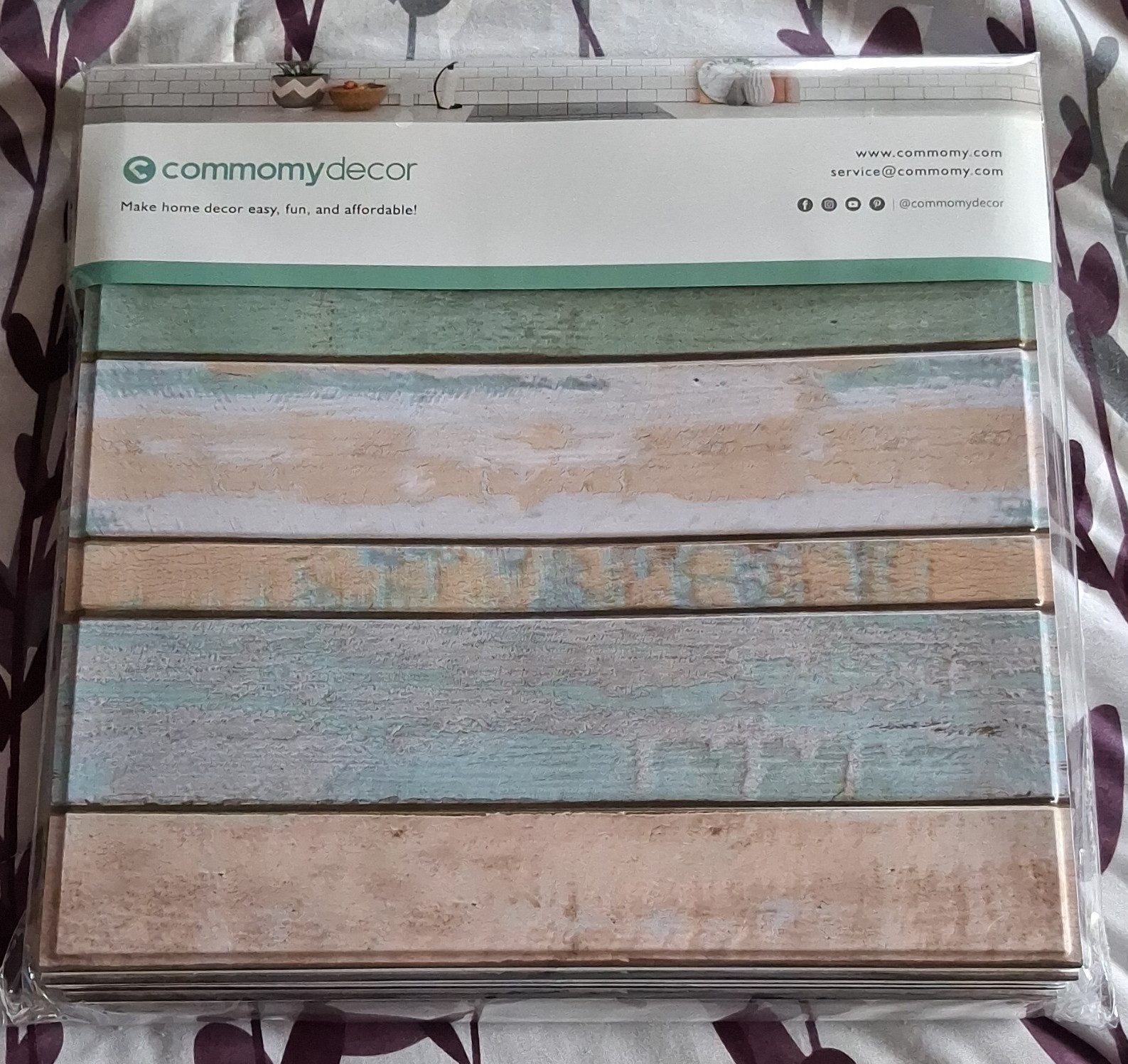 commomydecor Peel & Stick Wood-Look Vinyl Backsplash Tiles 30cm 10pk Matte
