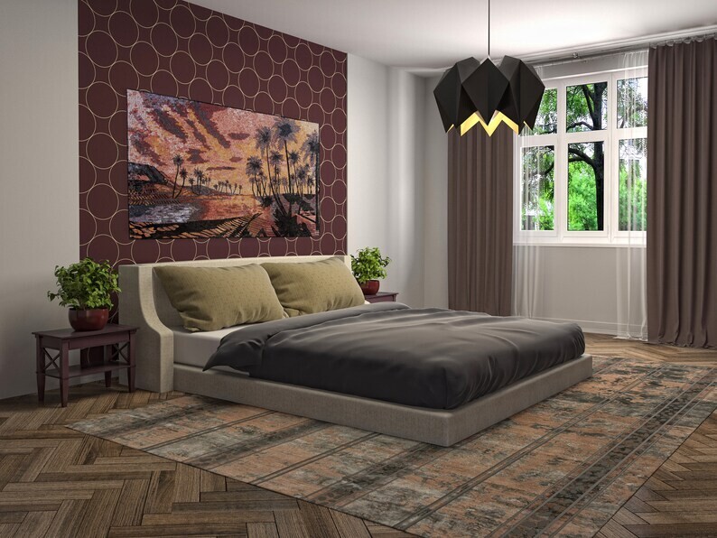 DESERT MOSAIC TILES | Palm Trees In Desert Artwork Tiles For Living Room Decor