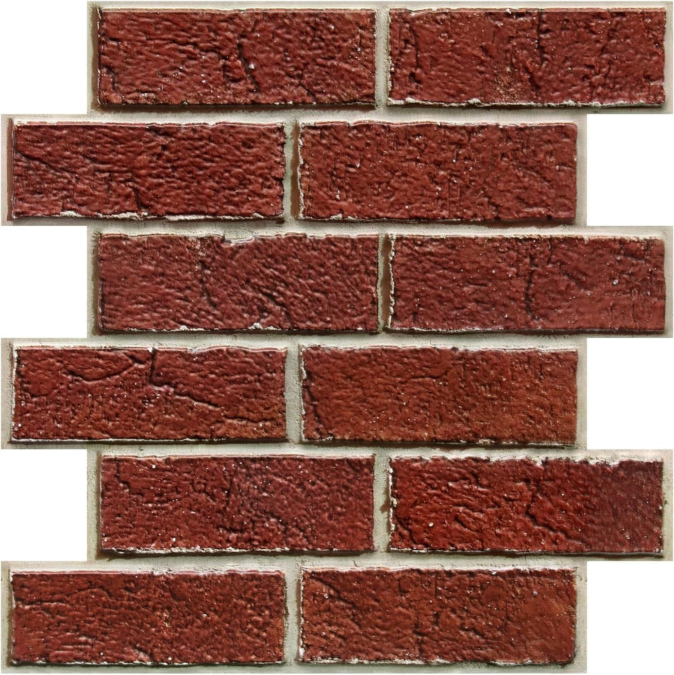 3D Peel and Stick Faux Brick Wall Panels, Red PVC Wallpaper, 10 Pcs 12″x12