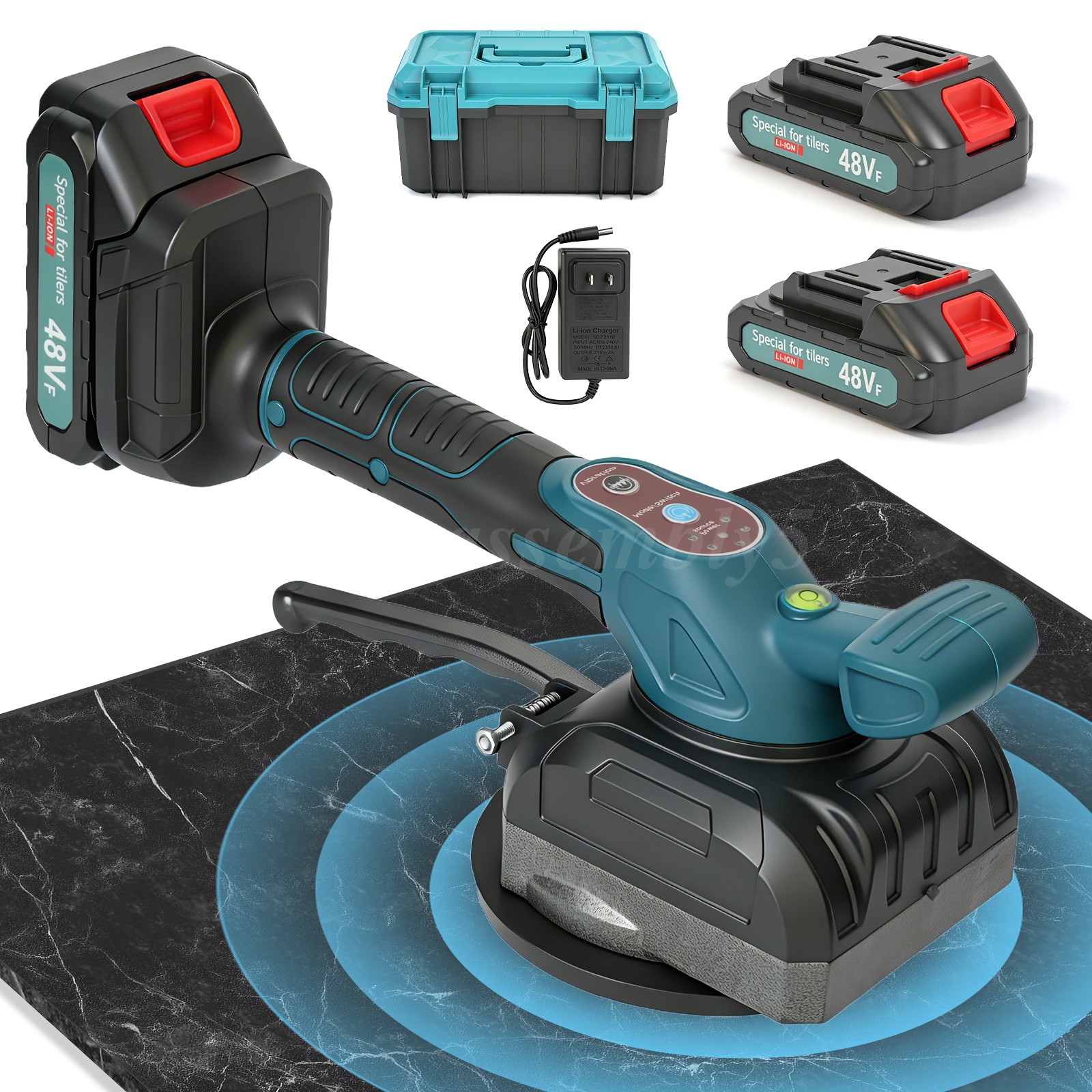 Cordless Tile Vibration Machine Tool&Electric Leveling Machine w/2 1.5Ah Battery