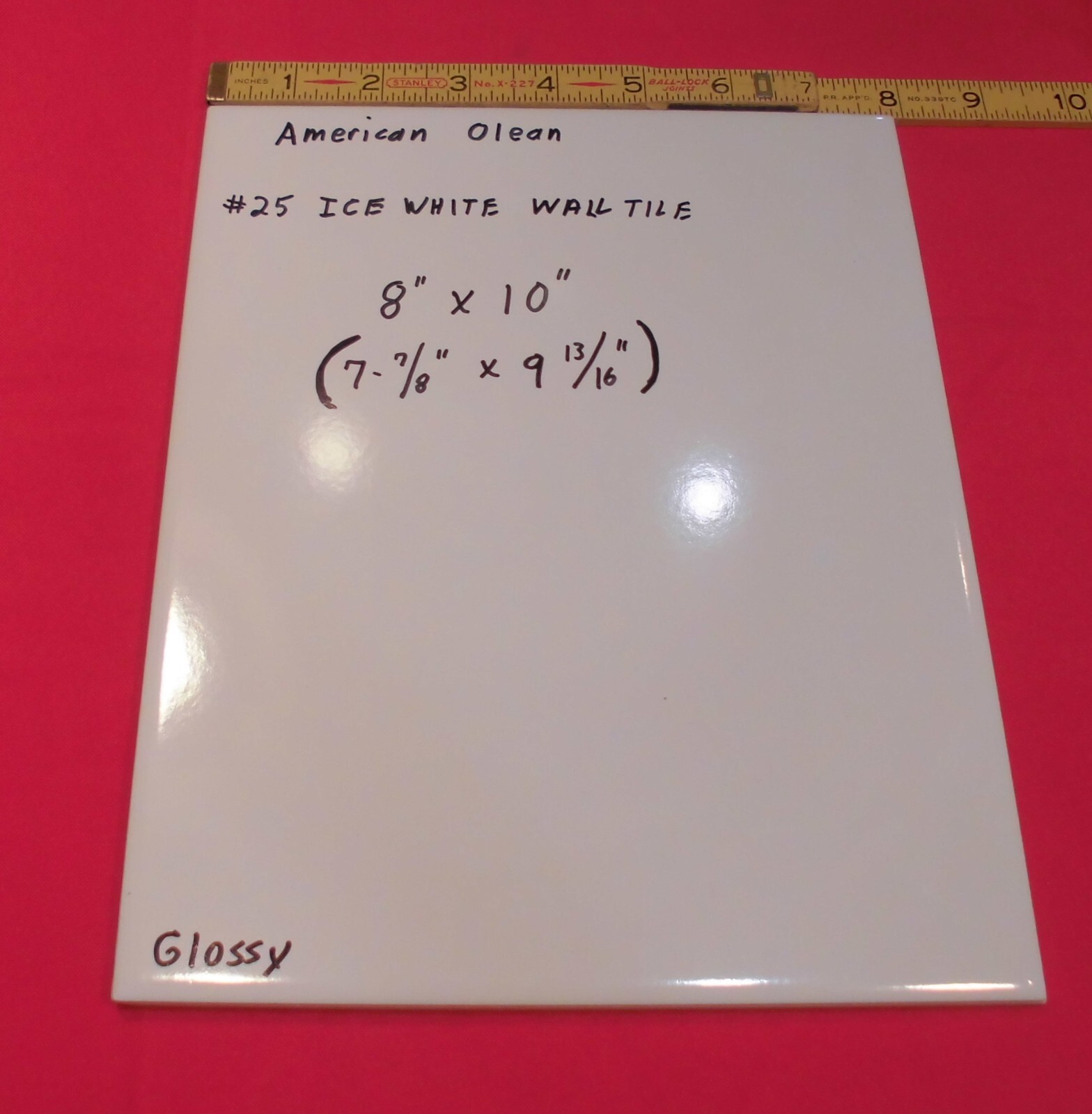 1 pc *Ice White* 8″ X 10″ Ceramic Wall Tile by American Olean, discontinued size
