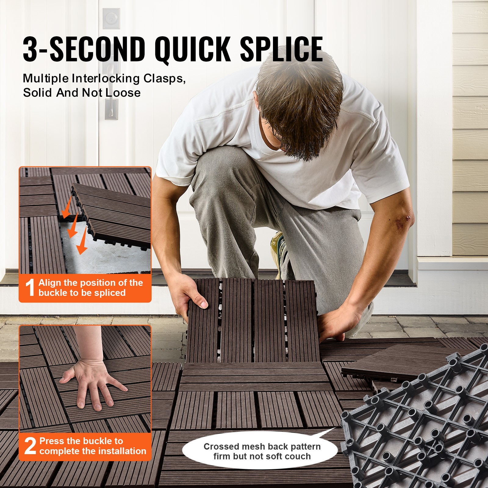Uimoso Interlocking Plastic Wood Deck Tiles,27-Pack,12″x12″,Waterproof for Porch