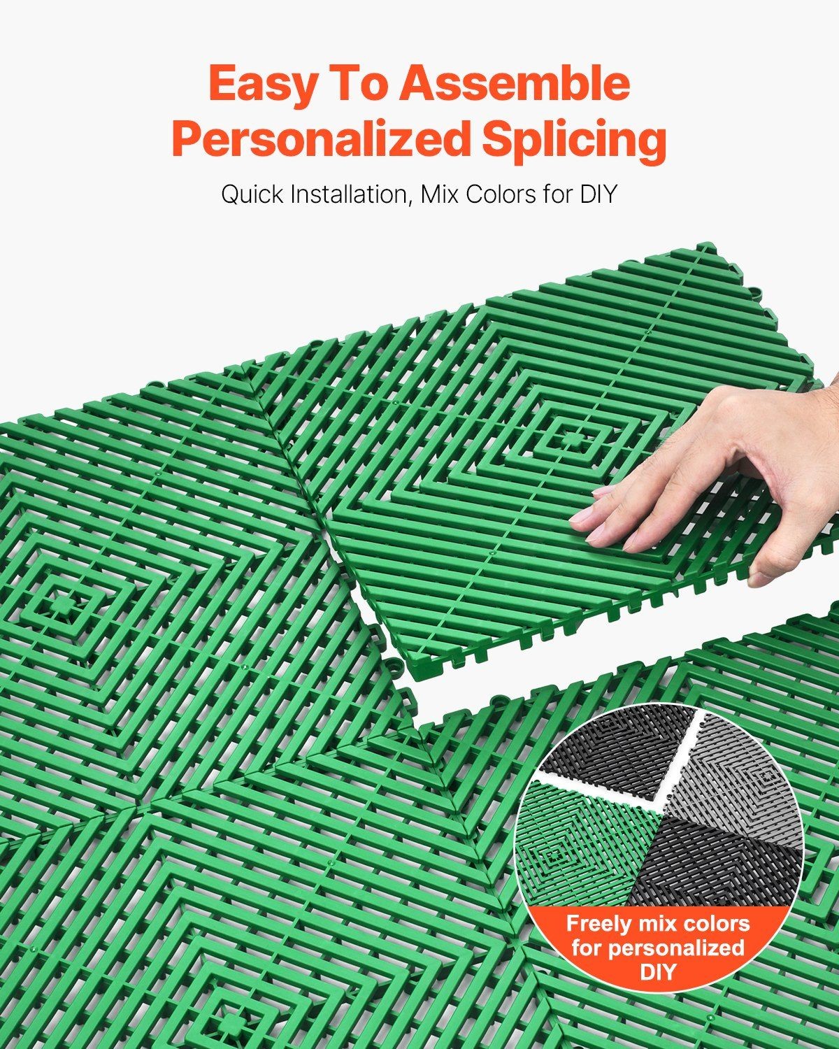 Non-Slip 10×10 15mm Interlocking Drainage Floor 50 Pcs Long Lasting
