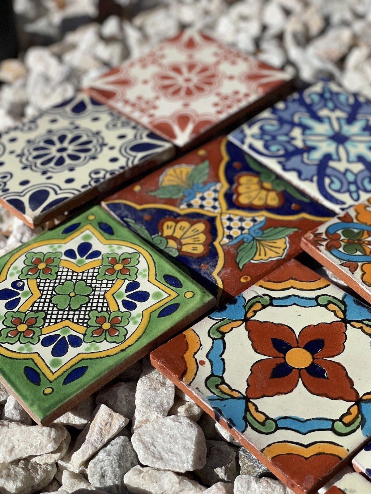 25 Assorted Mexican Ceramic 4×4 inch Hand Made Tiles