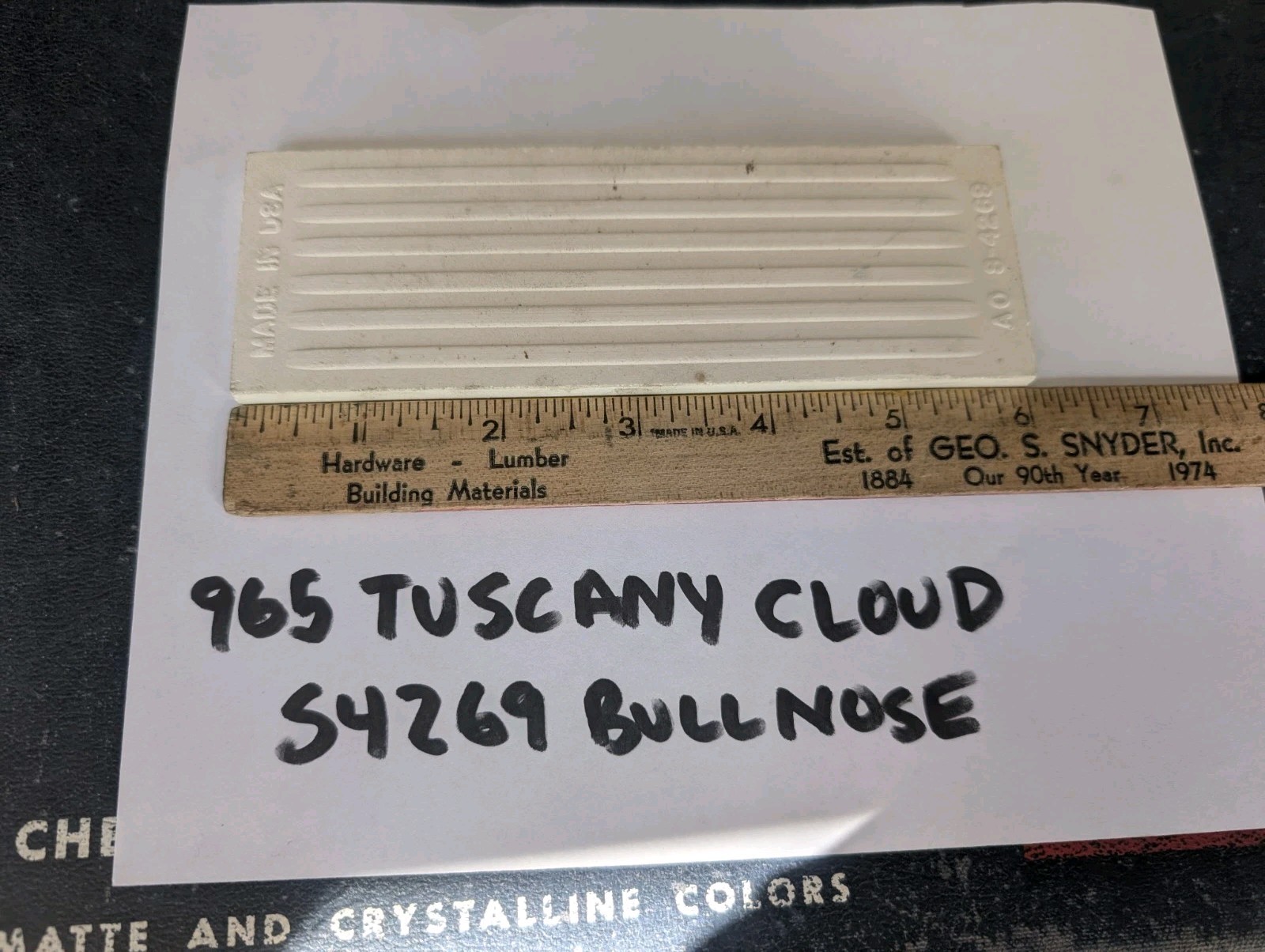 2 pcs Tuscany Cloud #965 American Olean Bullnose Tile S4269 2×6″ Made In USA