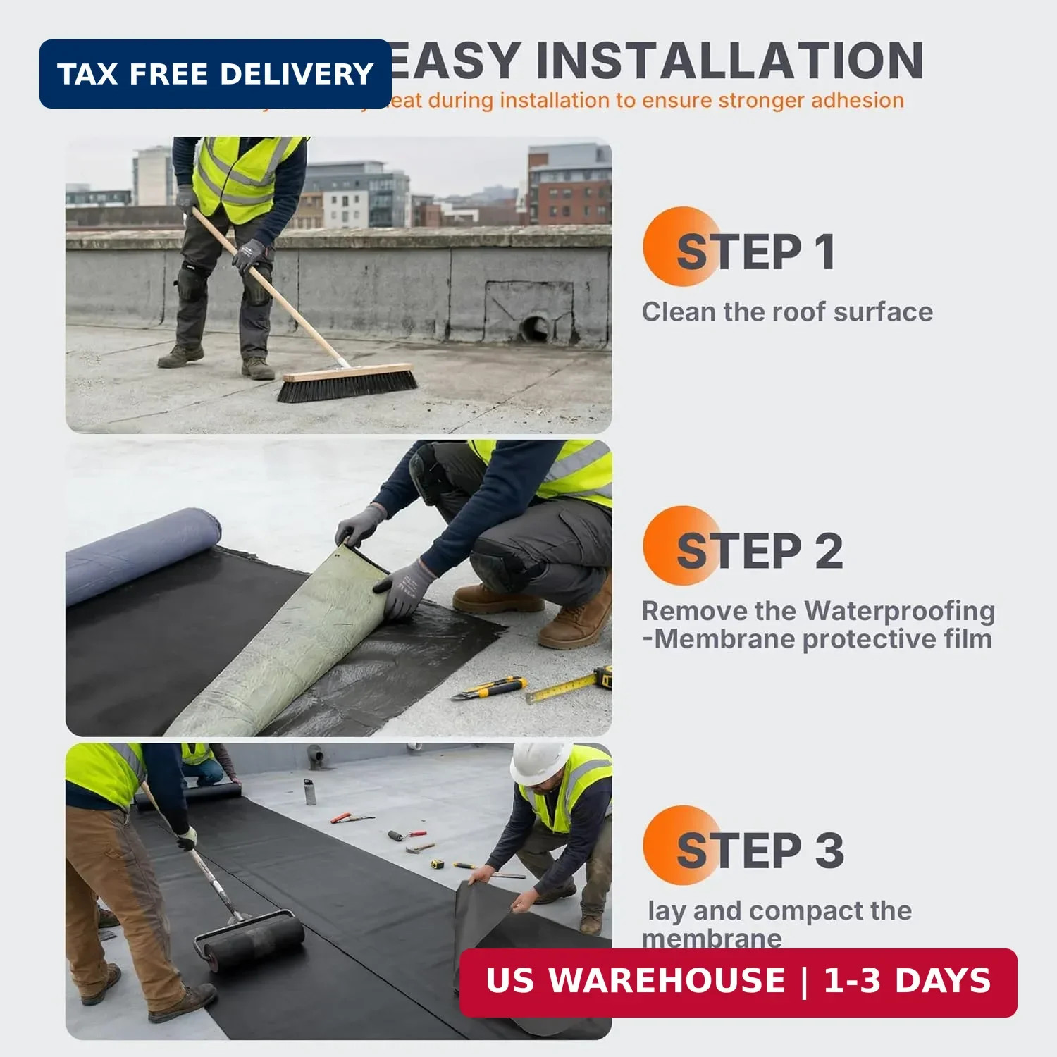 50 Mil EPDM Rubber Roofing Materials, Self-Adhesive Waterproofing Membrane for R