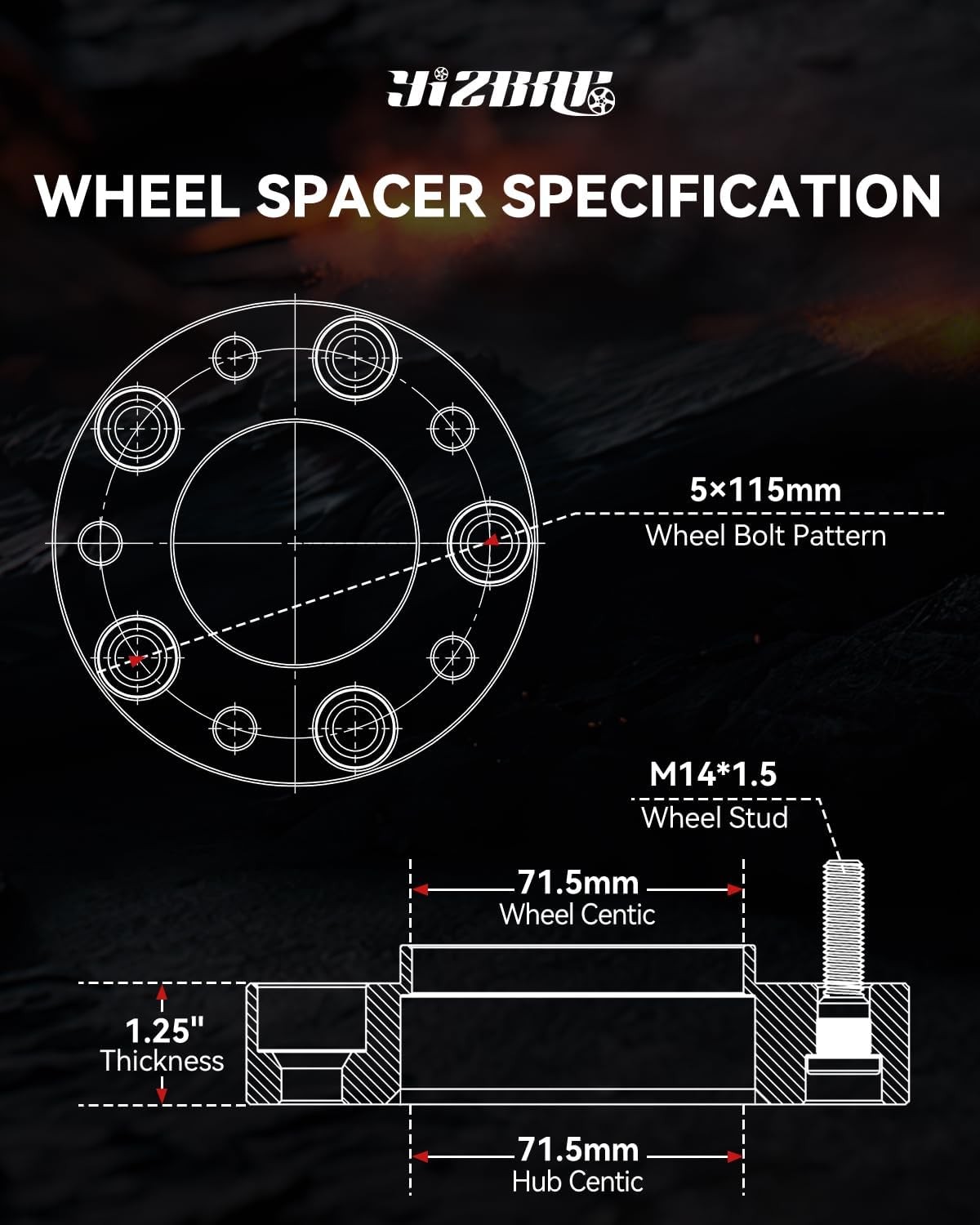 5X115 Spacers 1.25 Hubcentric for Charger Challenger