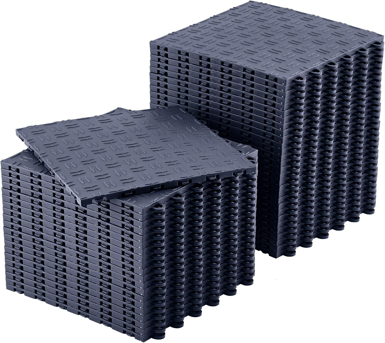 50/100 Pack Interlocking Garage Floor Tiles 12×12 Heavy Duty PVC Nonslip Diamond
