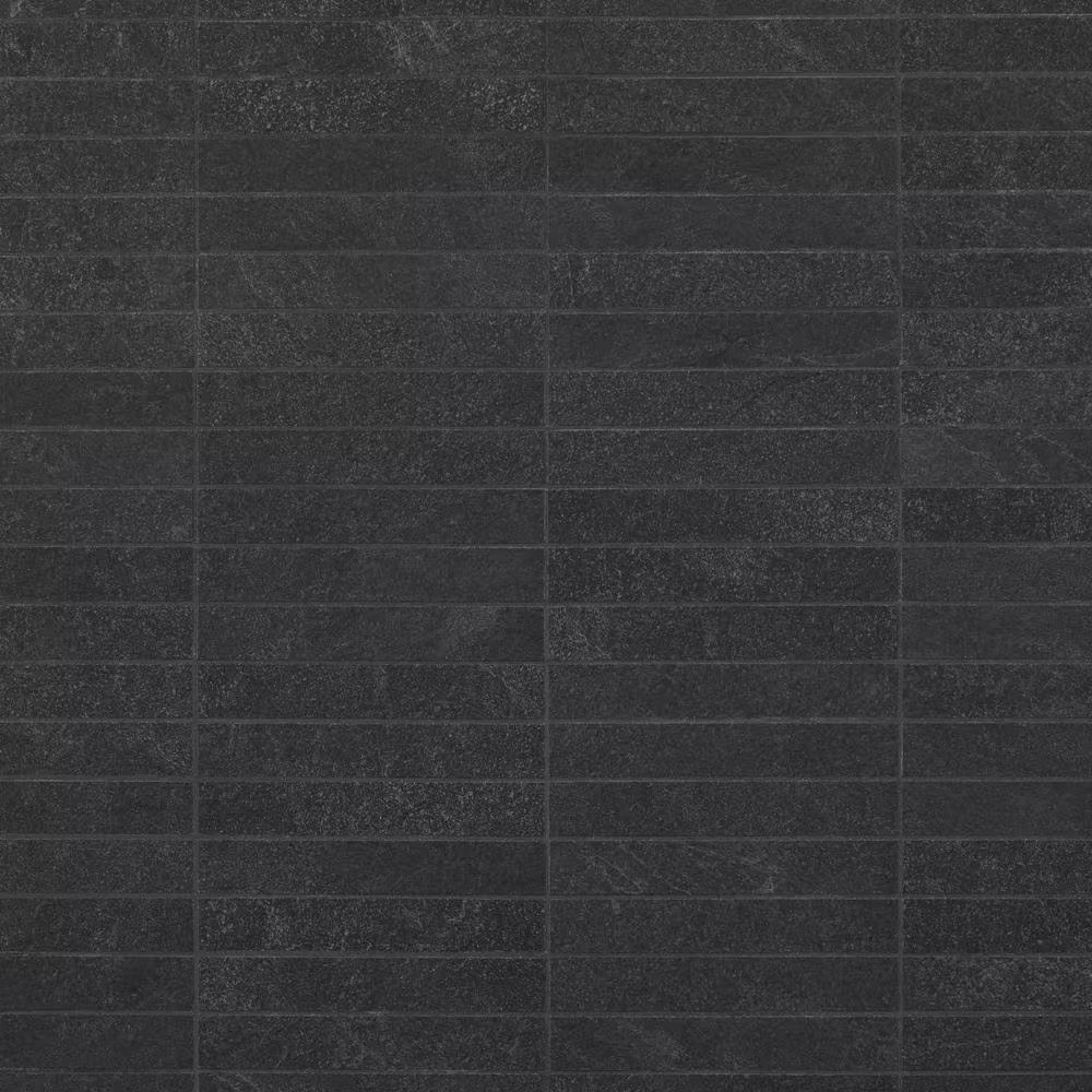 Monolith Charcoal Black 11.81 In. X 11.81 In. Stacked Matte Porcelain Mosaic Flo