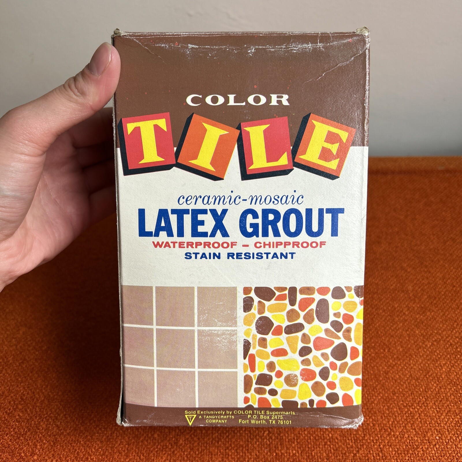 Vintage 1970s Packaging Tile Ceramic Latex Grout Original Box ‘White’ Movie Prop