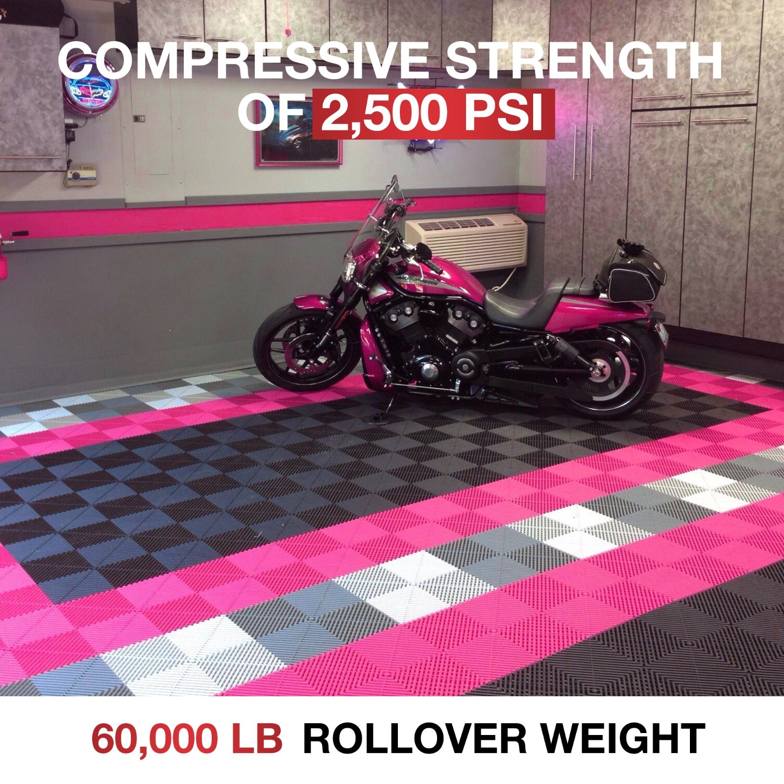 25/50 Packs Interlocking Garage Floor Tiles Vented Water Drainage 15.75×15.75”