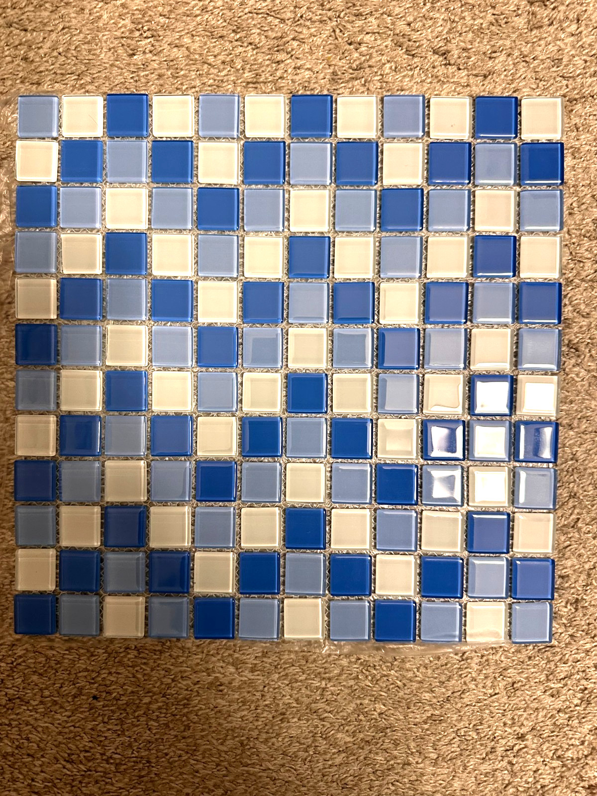 1 Sheet Blue Mixed Glass Mosaic Tile 12×12 – Pool Spa Backsplash (Buy More&Save)