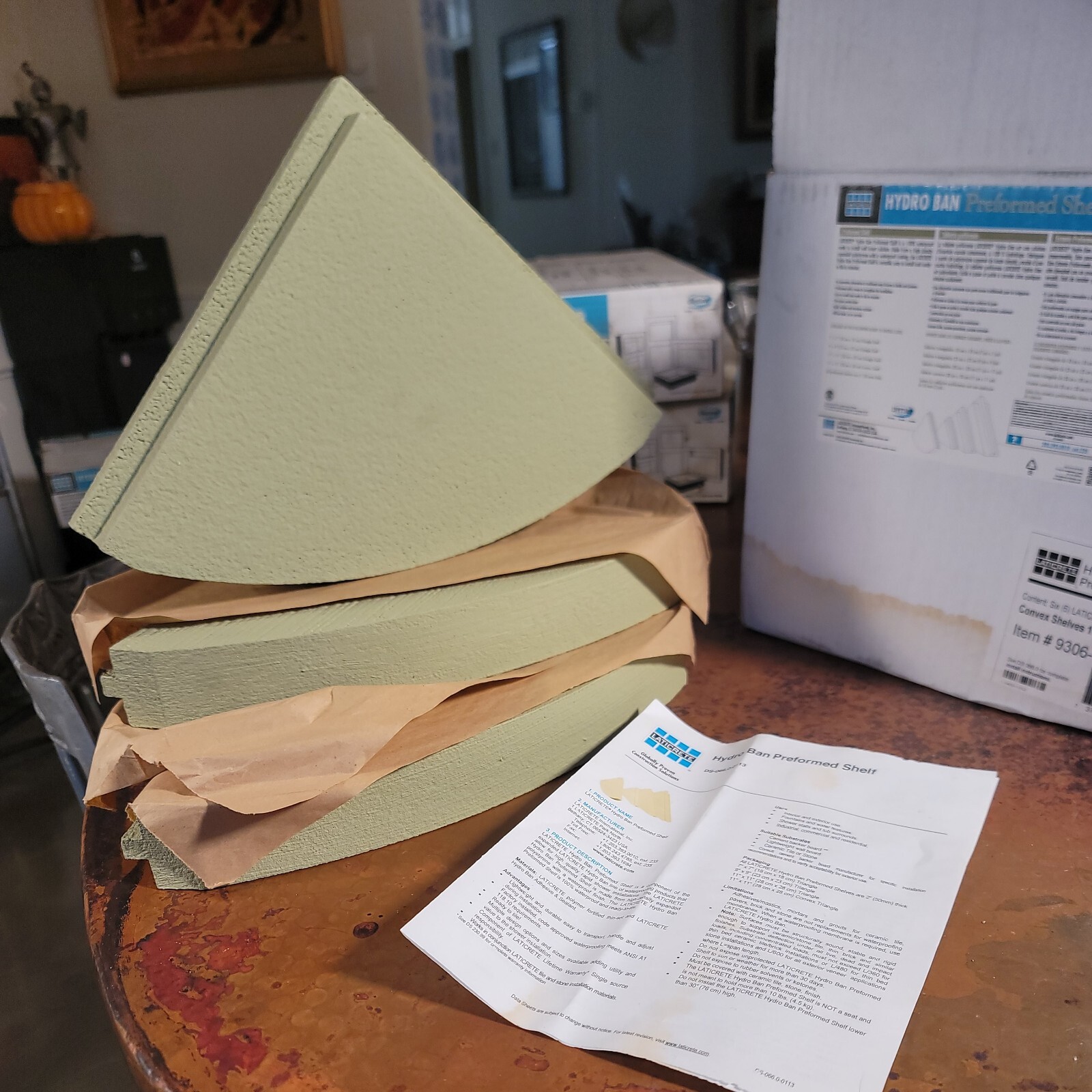 Set of 3 Laticrete Hydro Ban Preformed Triangle Convex Shelves – 11″ x 11″
