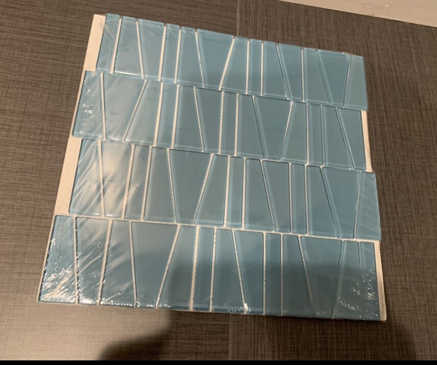 Modern Trapezoid Turquoise Glossy Glass Mosaic Tile MTO0162