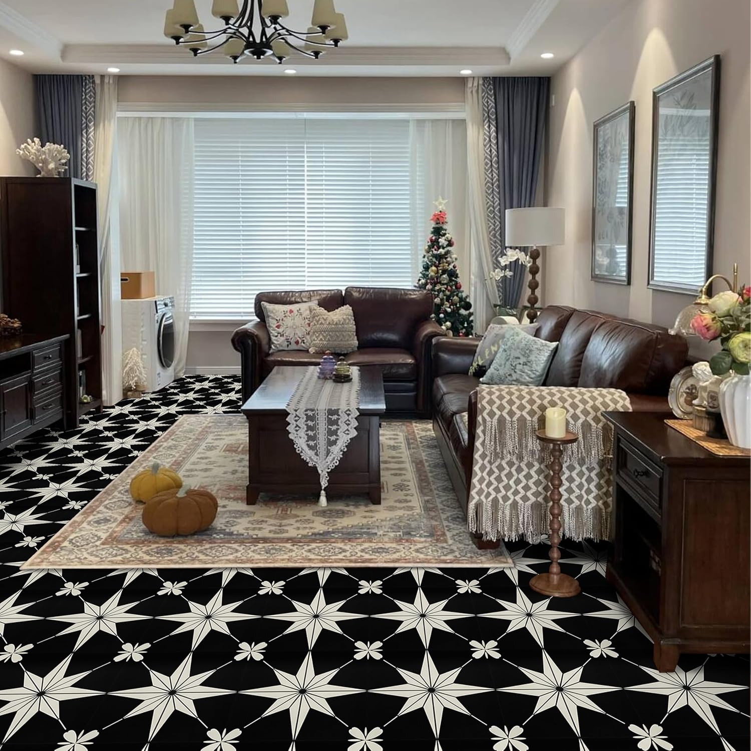 Peel and Stick Floor Tile： 20 Pcs Floor Tile Stick Waterproof, 11.81 in *11.81 i