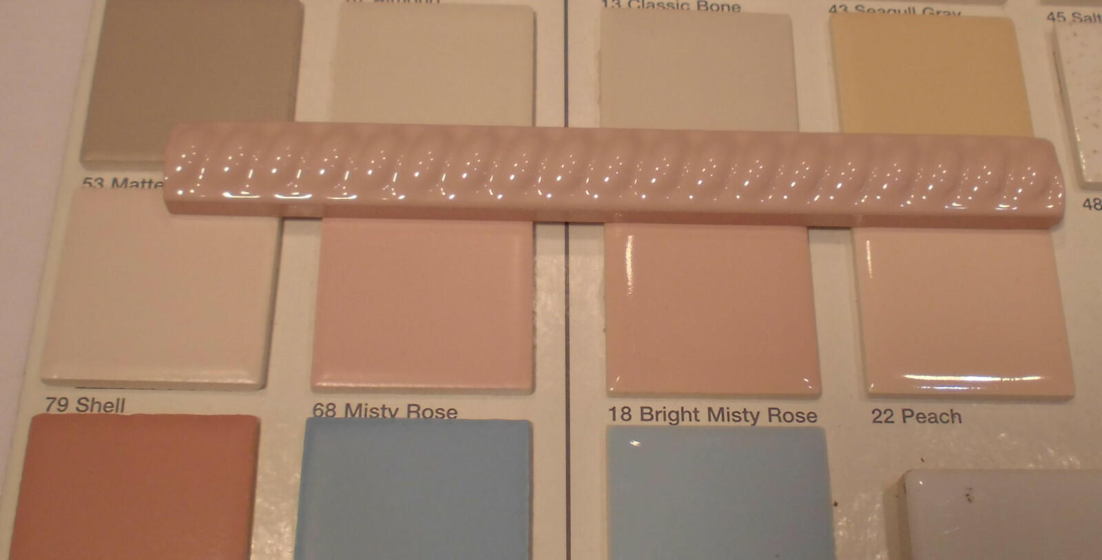10 pcs. Misty Rose: Vintage Ceramic Liner-Pencil-Sizzle Tiles: 5/8″ X 6″ Rope