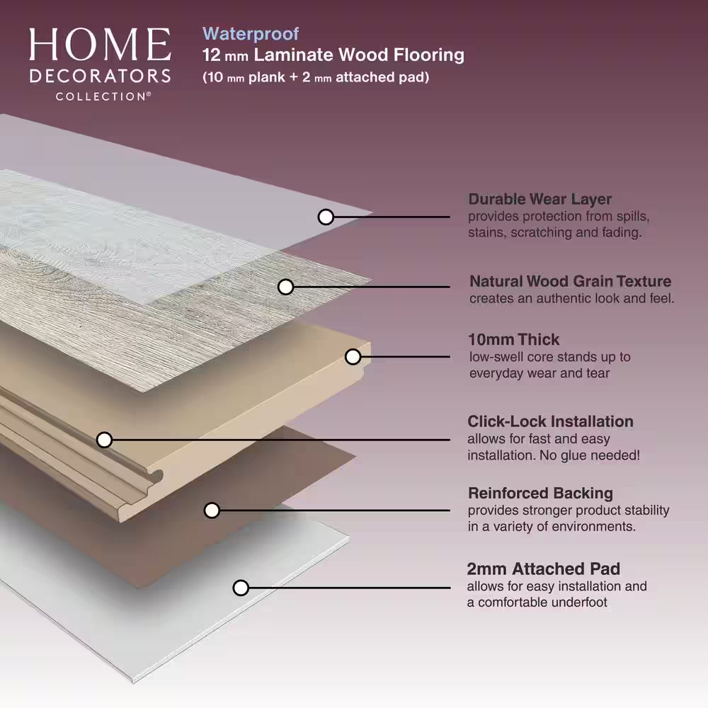 Brookstone Oak 12 Mm T X 8 In. W Waterproof Laminate Wood Flooring(15.94 Sq. Ft.