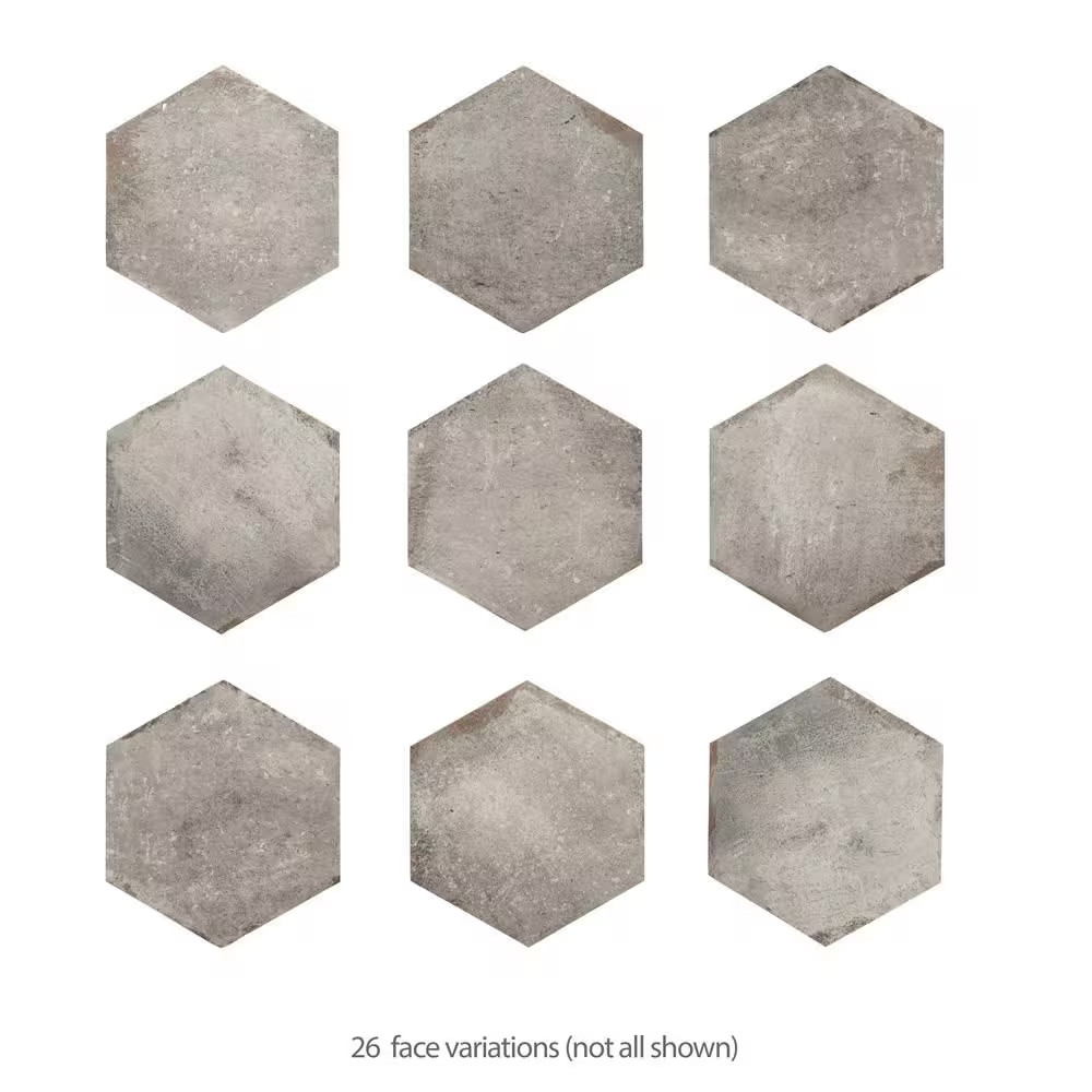 D’Anticatto Hex Grigio 11 In. X 12-3/4 In. Porcelain Floor and Wall Tile (11.25