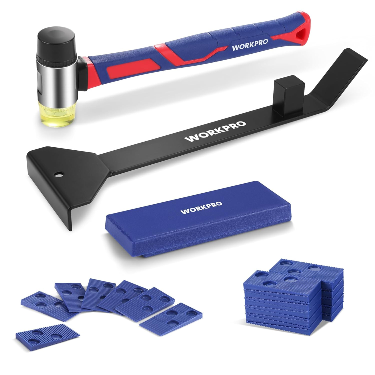 43PC Laminate Flooring Installation Kit- Rubber Mallet with Fiberglass Handle, 1