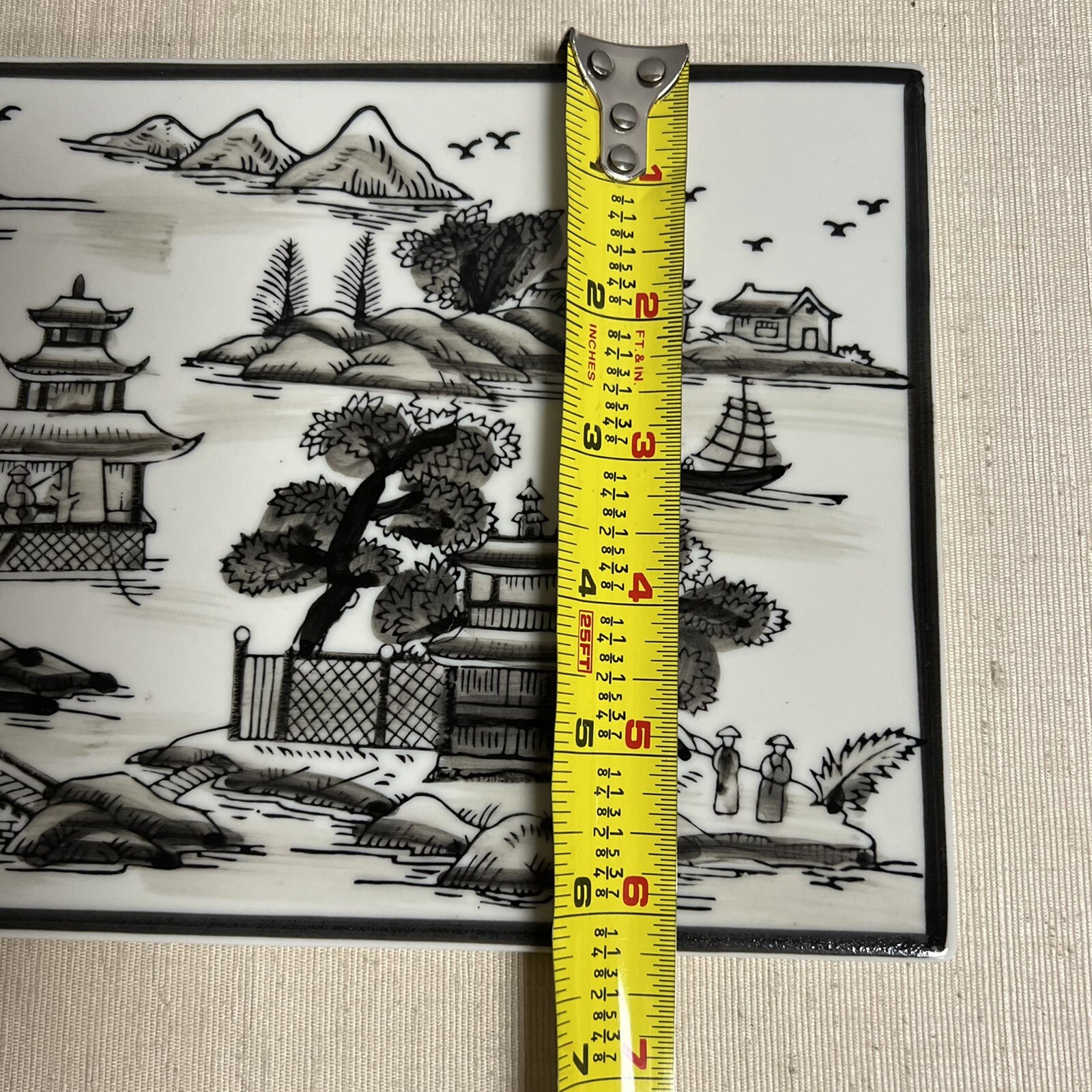 Asian Pagoda Art Wall Decoration Rectangle Tile 11.5” x 6.5”