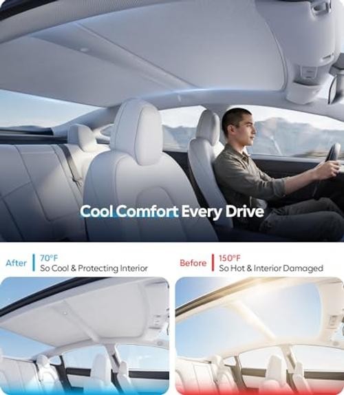 Tesla Model 3 Sunshade Roof [Never Sag, Nano Ice Model 3 2020-2026 Gray
