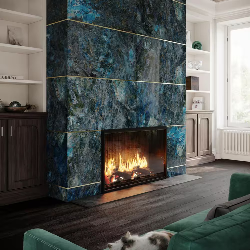 Jume Onyx Labrodorite Blue 24 In. X 48 In. Polished Porcelain Floor and Wall Til