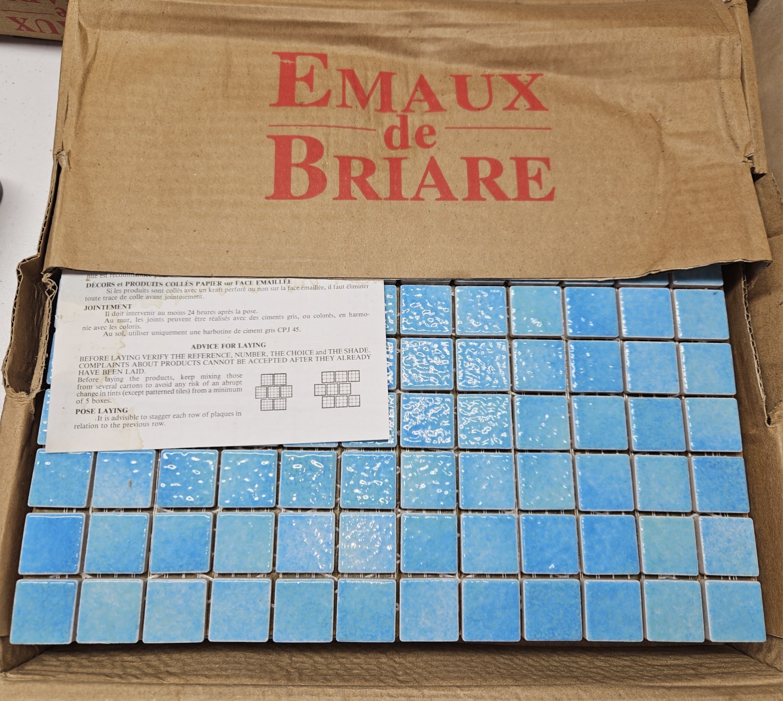 1 Sheet Emaux de Briare MARQUISES G2525 French Mosaic Tiles NOS – Many Available