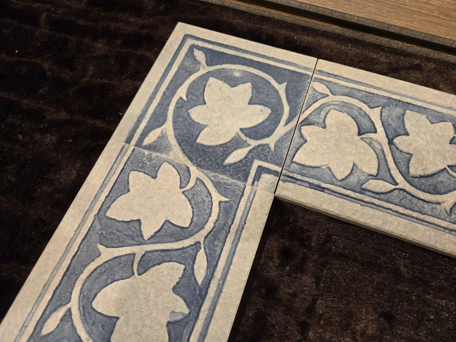 Refin Italian Grade 5 floor tile porcelain Borders Blue Beige Scrolling Leaf