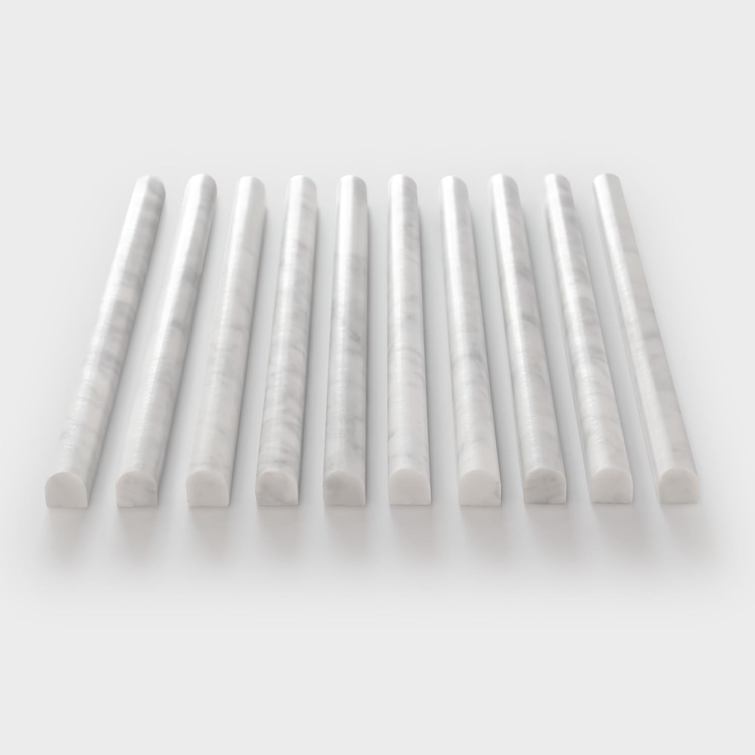 Carrara White Marble Pencil Liner Tile – 10 Pack 3/4″ x 12″ Bullnose Trim