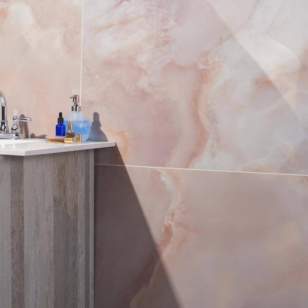 Jume Onyx Coral 23.62 In. X 47.24 In. Polished Porcelain Floor and Wall Tile (15