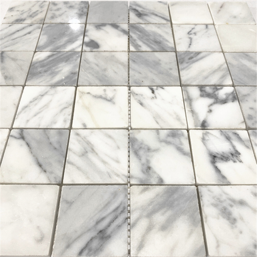 L25XP 2×2 Square Statuary Statuario White Italian Marble Mosaic Tile Polishe