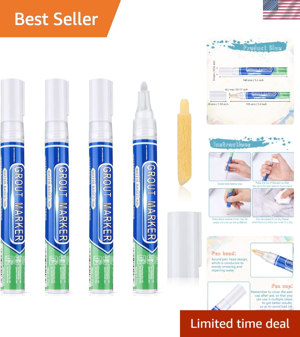 4 White Grout Repair Pens – Effortless Waterproof Tile Sealer for Home Elegance