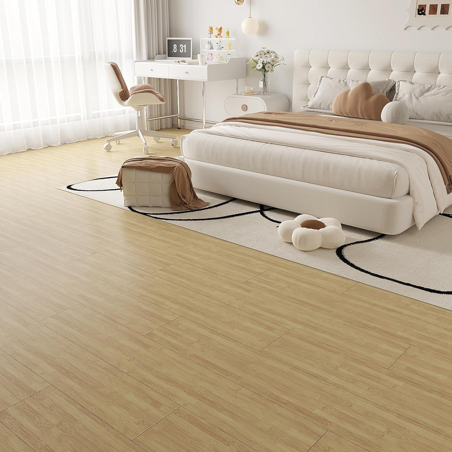Natural Bamboo Peel and Stick Flooring Waterproof Vinyl Plank Flooring 16-Pack 2