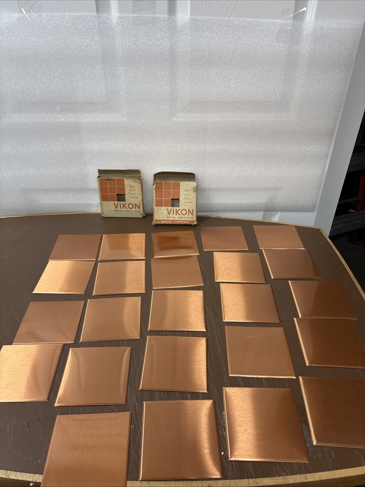 24 COPPER Square Tile 4 1/4” Square Vintage Smooth Brushed Kitchen Bathroom