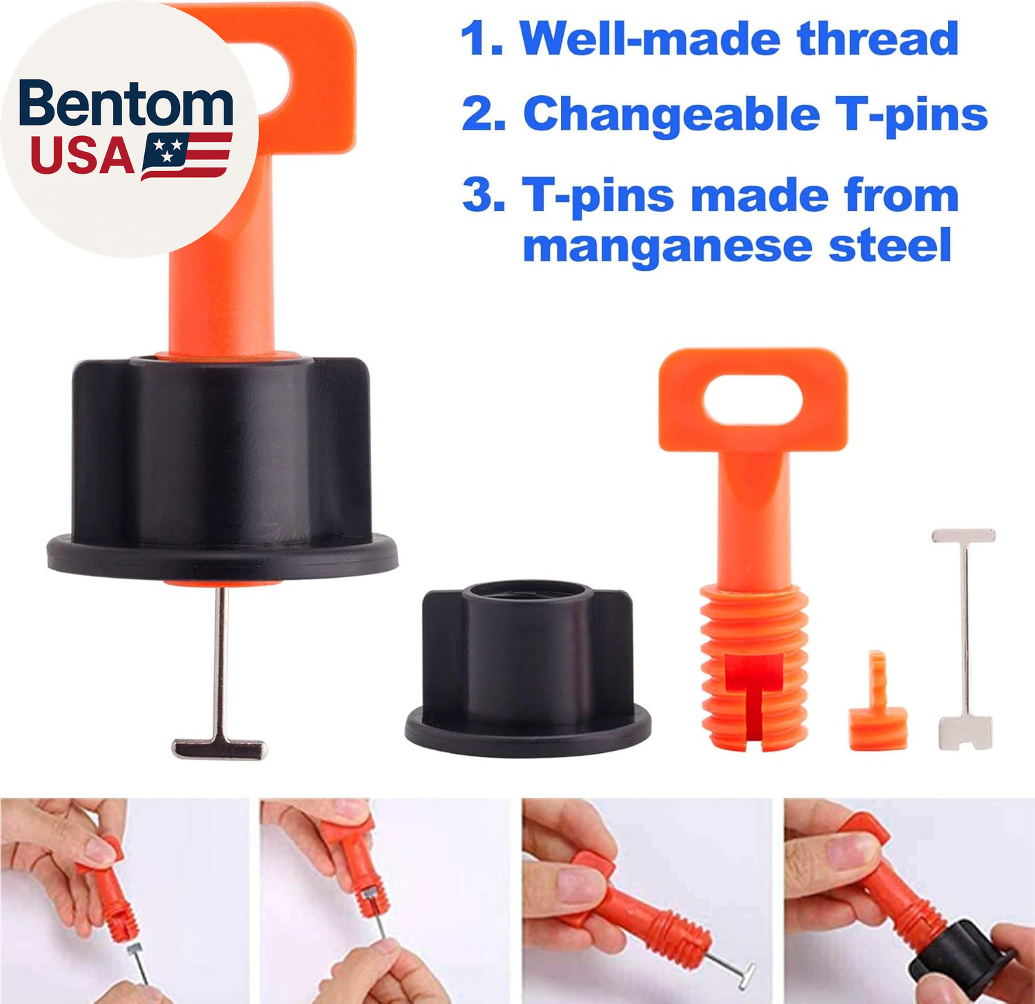 Tile Leveling System Kit with 200Pcs Tile Leveler & 4 Special Wrenches & 1000Pcs