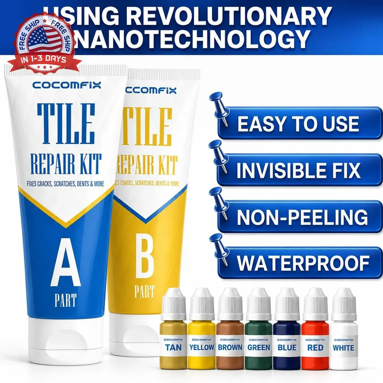 Tile Repair Kit, Ceramic Tile Chips & Cracks Repair Kit(Color Match), Porcelain