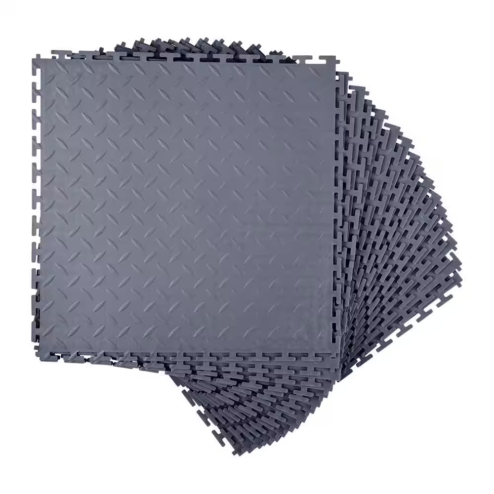 Garage Floor Tiles Interlocking, 16 Pack 20.2 X 20.2 X 0.2 In. Interlocking Modu