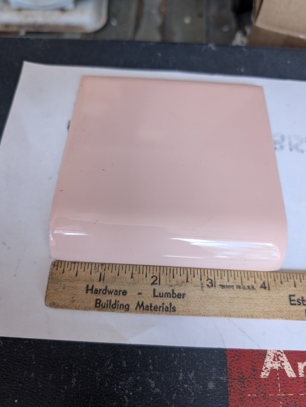 4 pcs 4 3/8″ Mosaic Brand Ceramic Tile Pink Mud Bullnose A4402