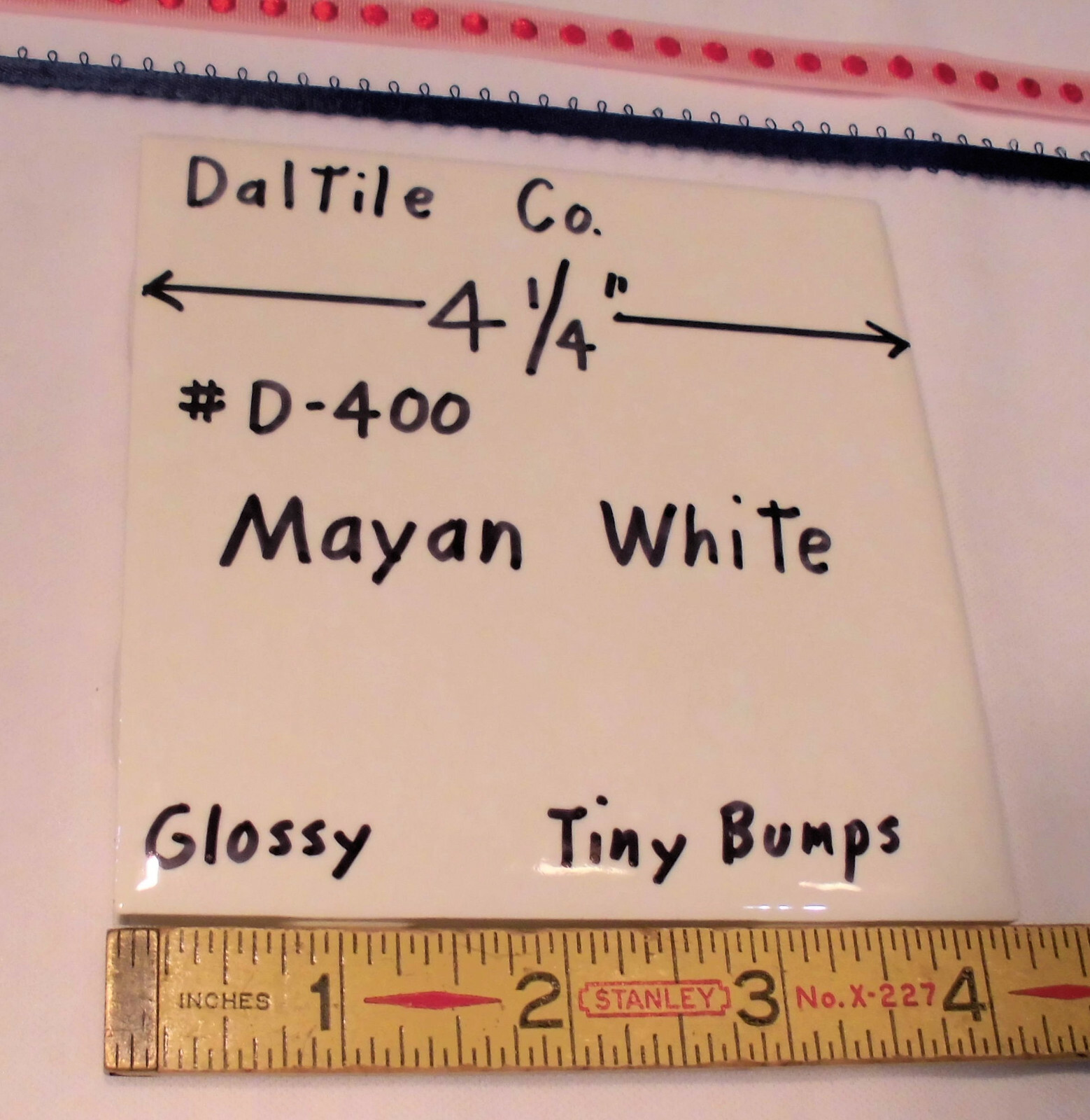 1 pc. Mayan White: Glossy Ceramic Tile by Daltile 4-1/4″ Tiny Bumpy, Dimple NEW