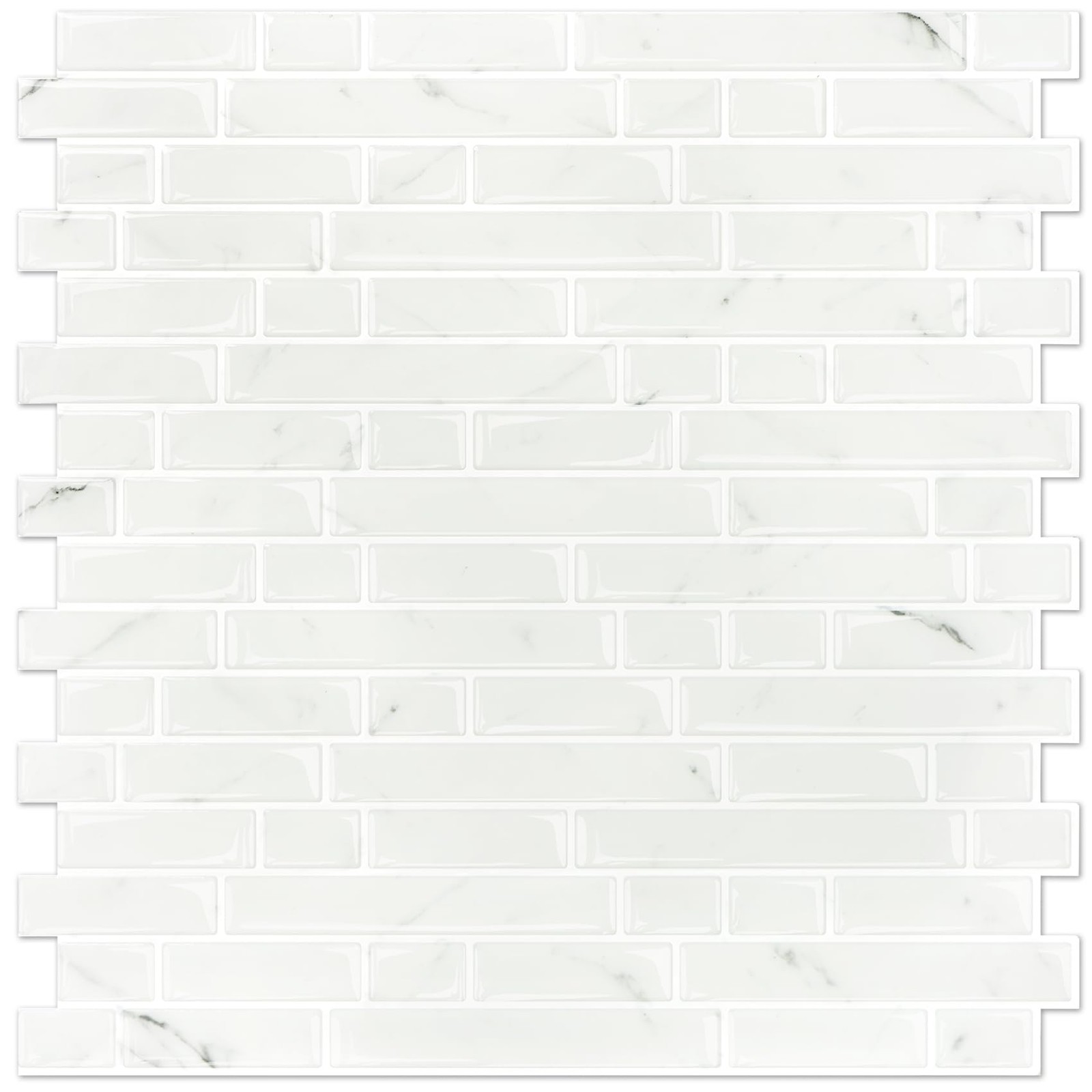 10-Sheet White Marble Look Peel & Stick Backsplash, 12”X12” Stick on Wall Til…
