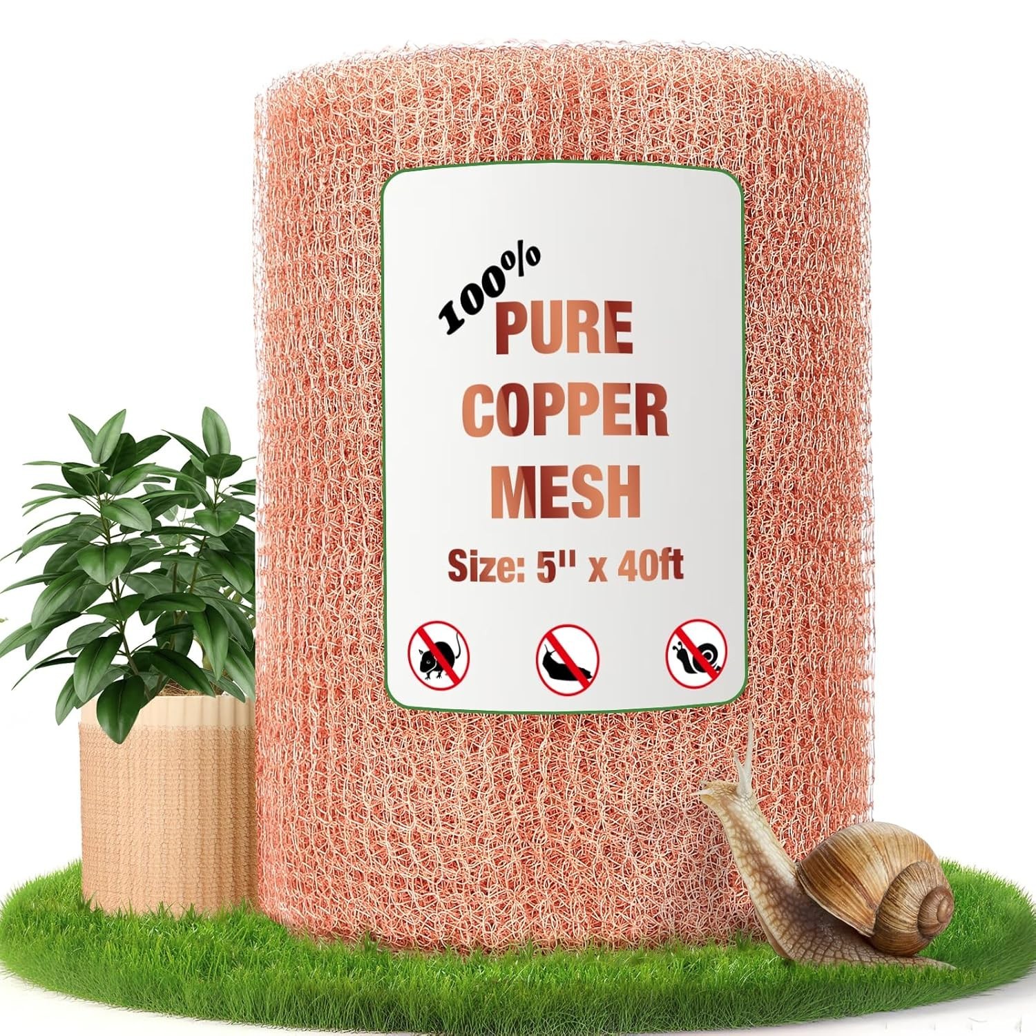 Copper Mesh Roll 5″ x40FT – 100% Pure – Rustproof Rodent, Copper Wool Garden …