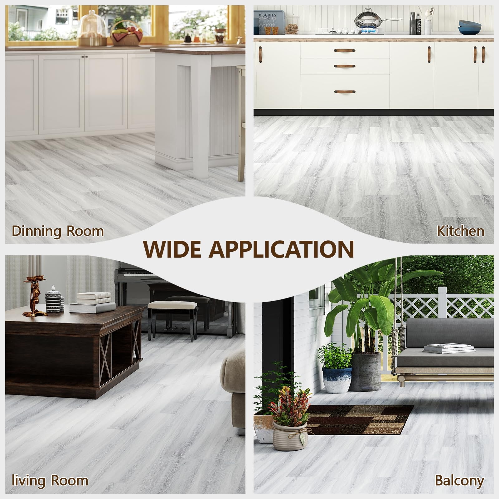 Peel and Stick Floor Tile, 36-Pack 36″x 6″ Dusty Grey Wood Grain Sticky Tiles…