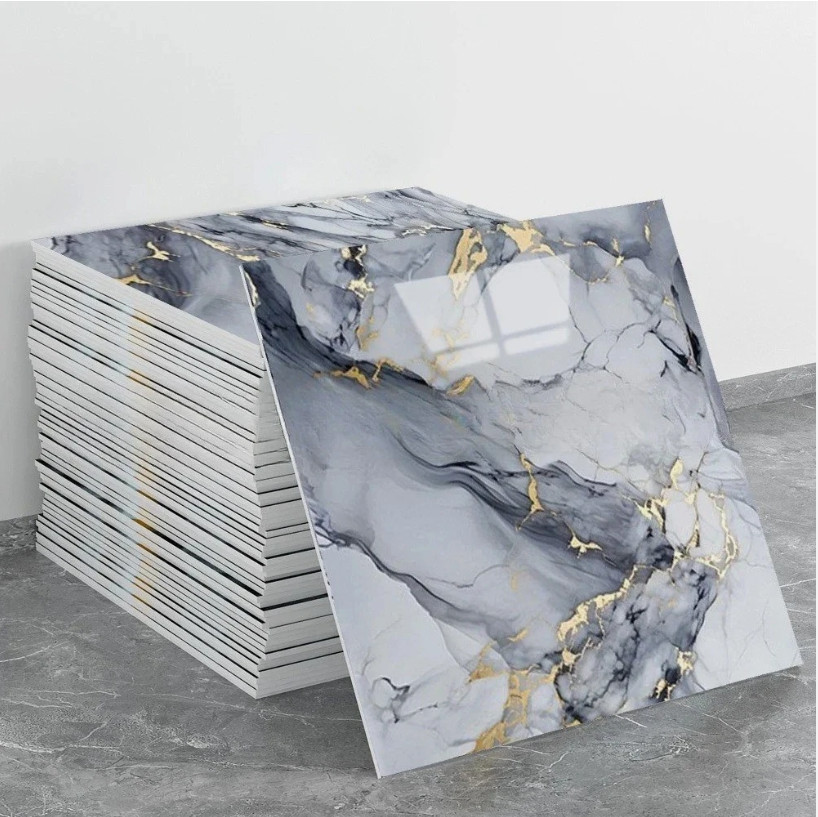 10Pcs Peel and Stick Marble Floor Wall Panels PVC Tiles Sticker US