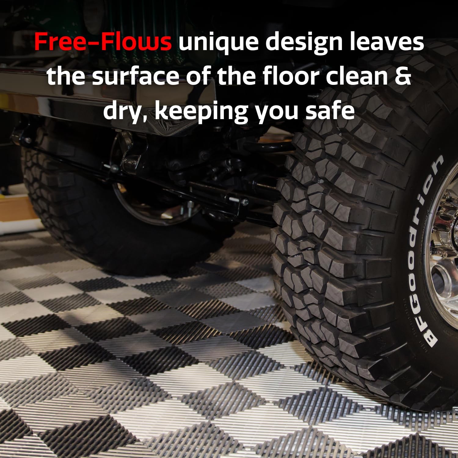RaceDeck Garage Floor Tiles, Interlocking Garage Flooring, Free-Flow Self-Dra…