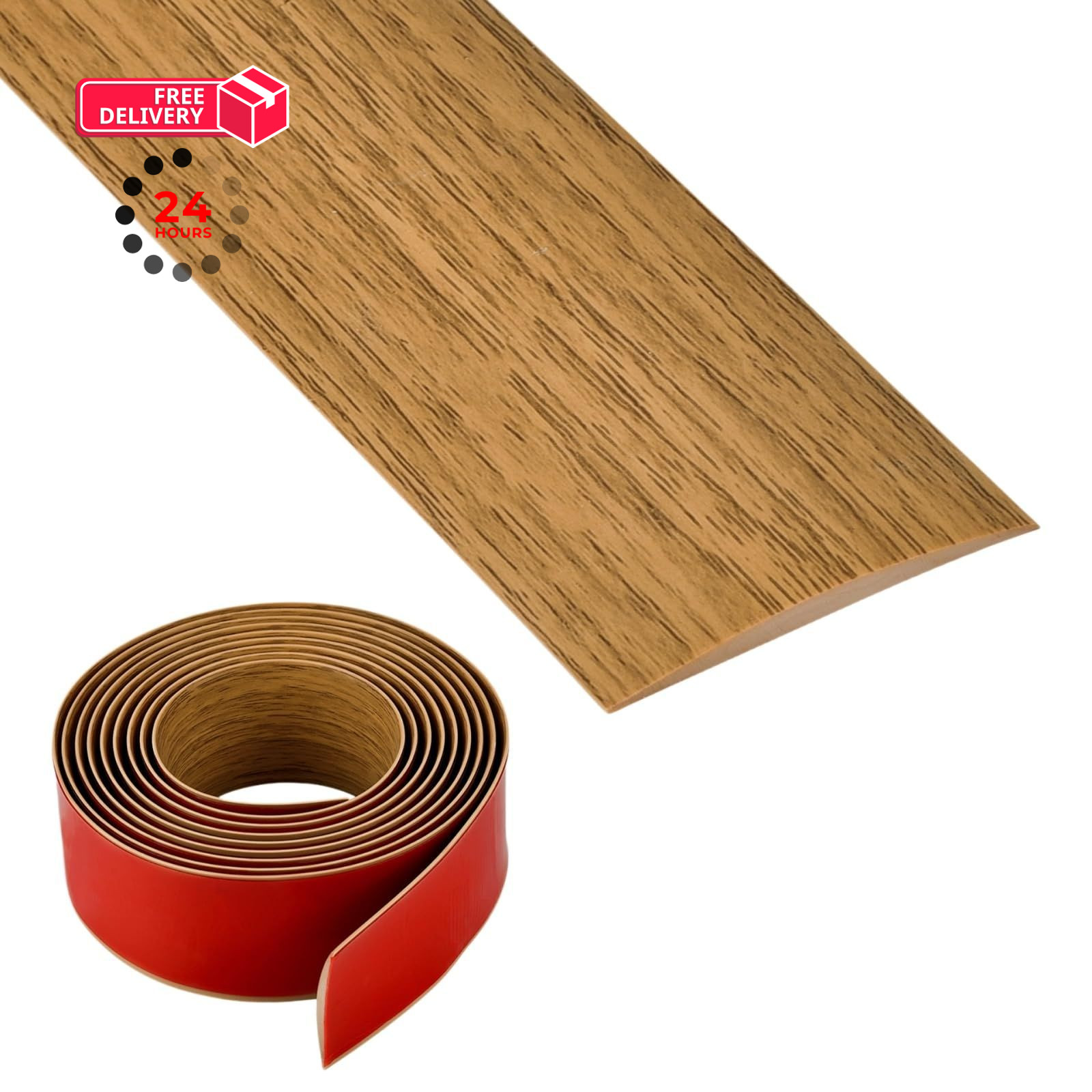 Vinyl Floor Transition Strip, Self Adhesive 3.28Ft, Light Brown Wood Grain