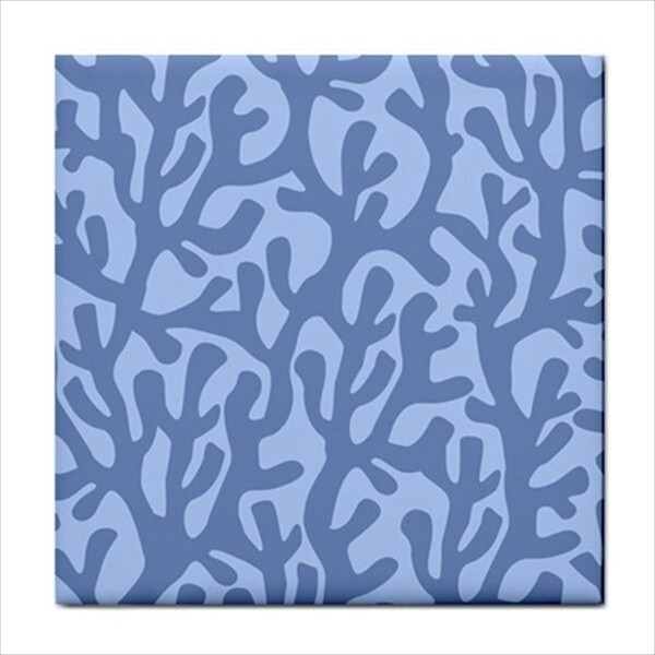 Sea Ocean Life Ceramic Tile Set Of 4 Modern Blue Backsplash Tiles 4.25 In