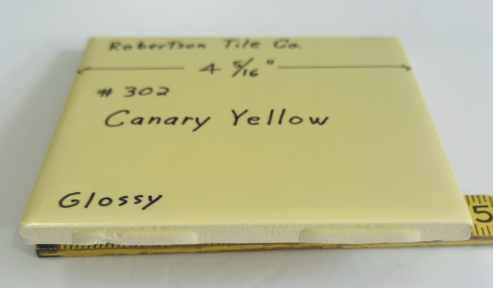 1 pc. Canary Yellow: 4-5/16″ Glossy Ceramic Tile by Robertson Co. #302, NEW